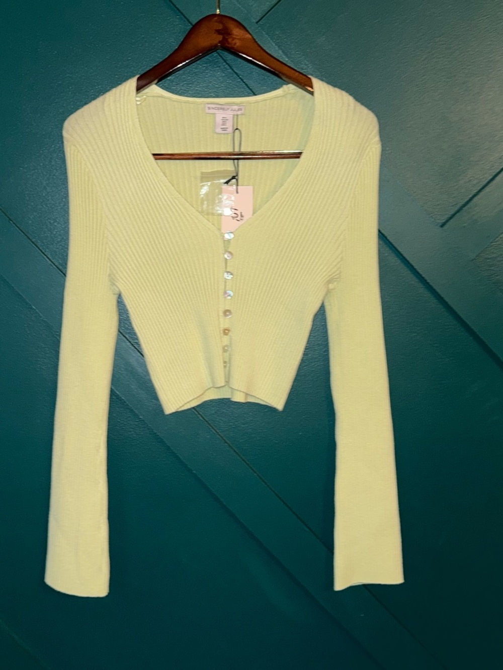 Sincerely Jules Pale Lime Ribbed Button Cardigan Soft girl aesthetic cottagecore
